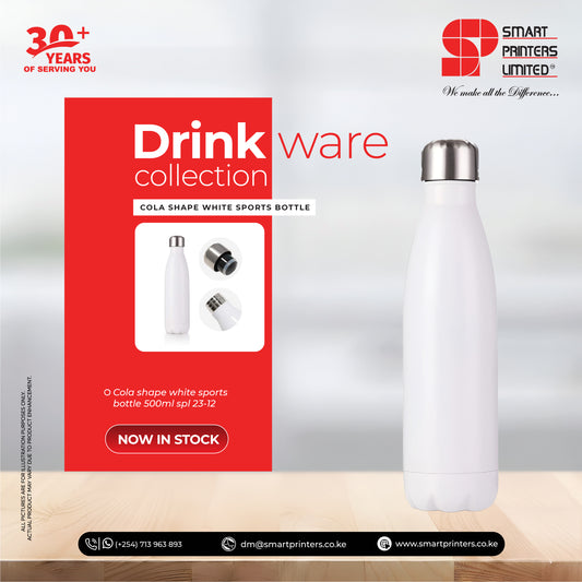 COLA SHAPE WHITE SPORTS BOTTLE 500ML SPL 23-12