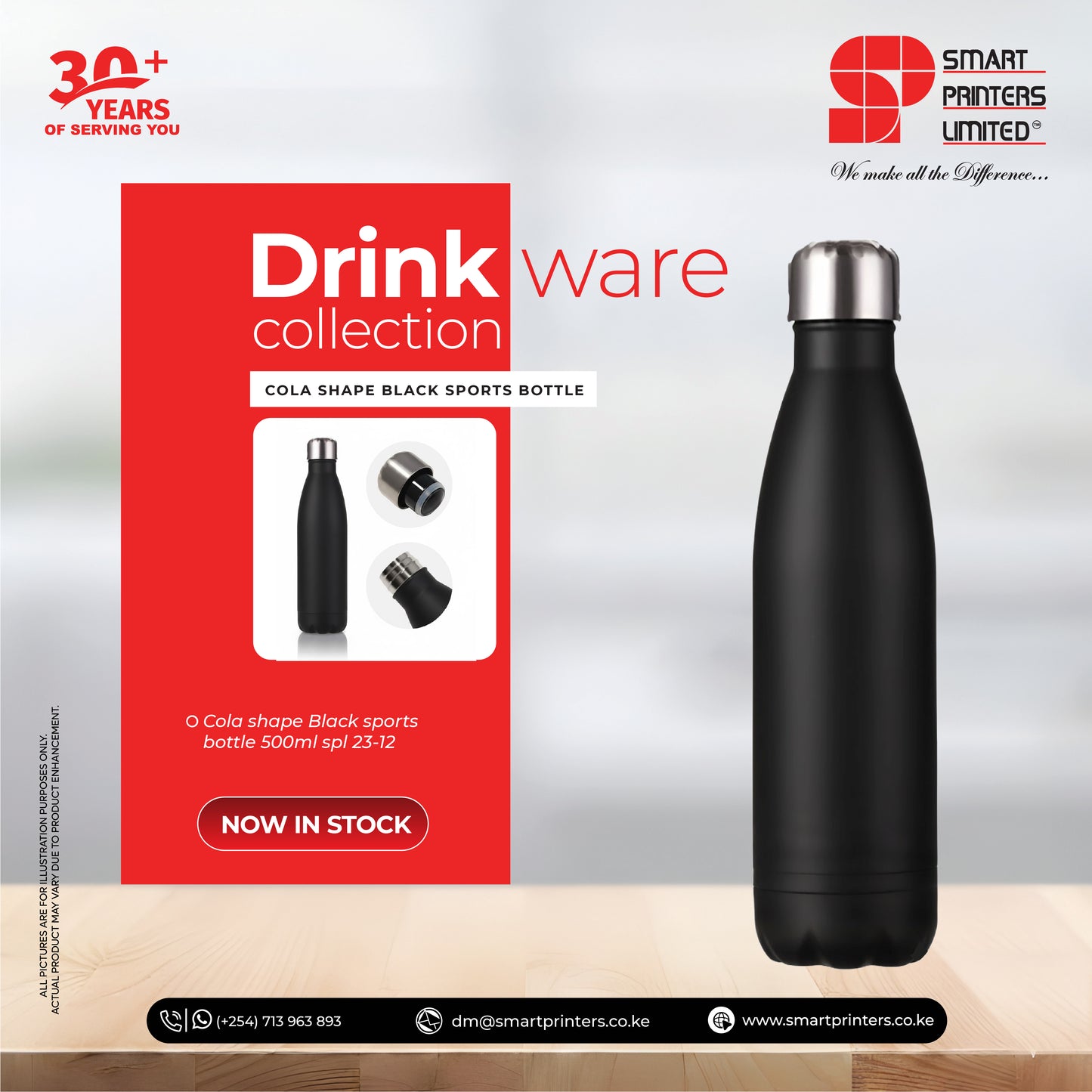 COLA SHAPE BLACK SPORTS BOTTLE 500ML