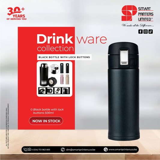 SPL 23-08 BLACK BOTTLE WITH LOCK BUTTONS 500ML