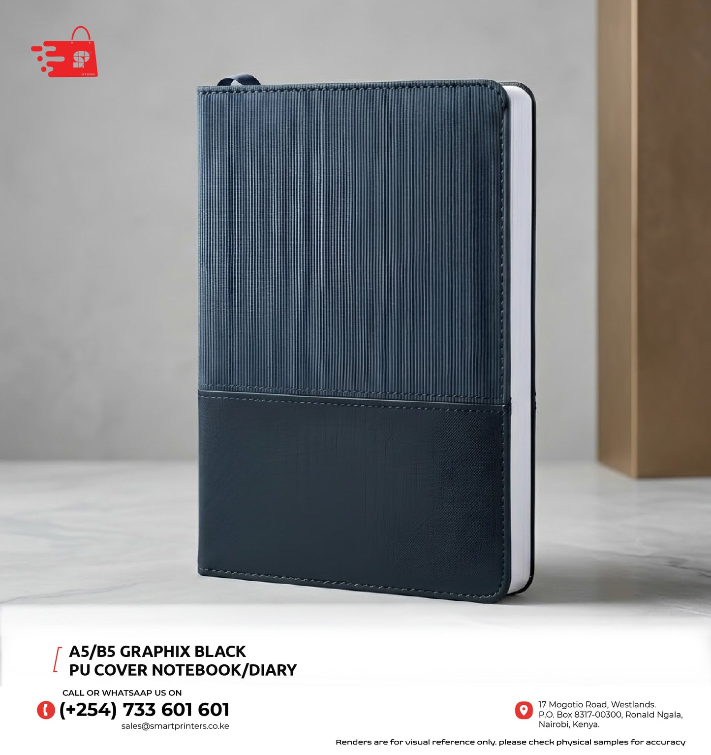 A5/B5 GRAPHIX BLACK PU COVER NOTEBOOK/DIARY