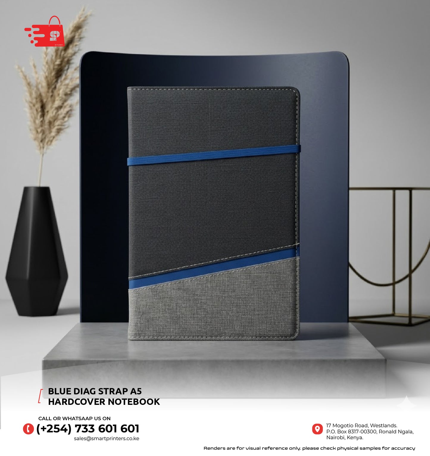 BLUE DIAG STRAP A5 HARDCOVER NOTEBOOK