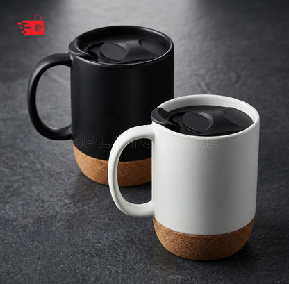 Matte Ceramic Coffee Mug with an Integrated Cork Base