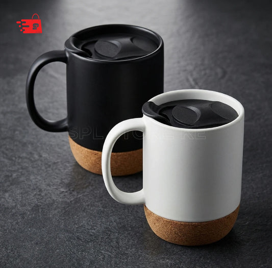 Matte Ceramic Coffee Mug with an Integrated Cork Base