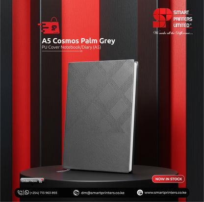 A5 COSMOS PALM GREY PU COVER NOTEBOOK/DIARY