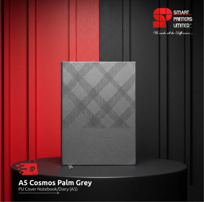 A5 COSMOS PALM GREY PU COVER NOTEBOOK/DIARY