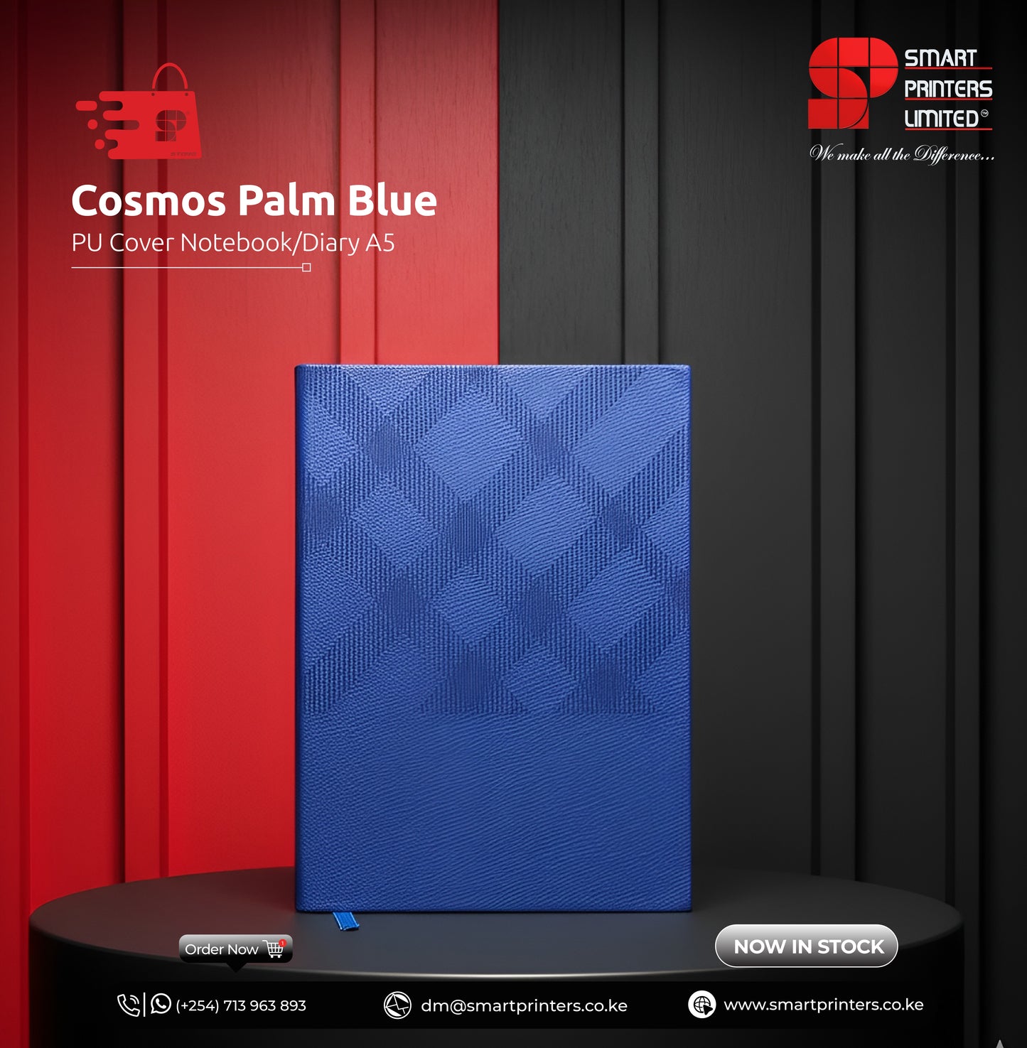 A5 COSMOS PALM BLUE PU COVER NOTEBOOK/DIARY