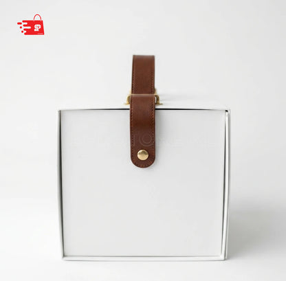 Square Collapsible Gift Boxes with strap W2695 White